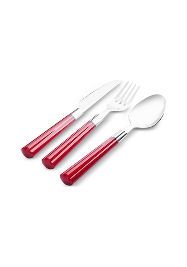 Karaca  Fluca Kırmızı 6 Kişilik 18 Parça Çatal Kaşık Bıçak Takımı