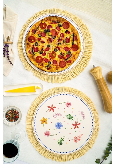 Heda Porselen Dalya Porselen Pizza Ve Servis Tabağı 2'li 32 CM