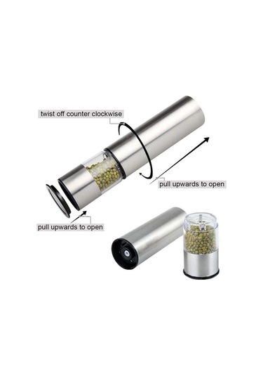 Paslanmaz Çelik Otomatik Baharat Öğütücü Pille Çalışan Tek Tuşlu Kullanım Çelik