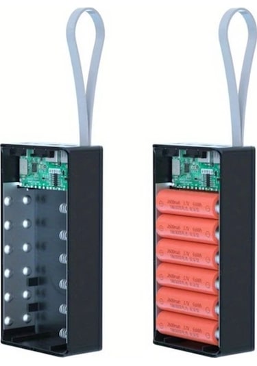 Honeybeeshop Beyaz 12 Bolum Cikarilabilir Kaynak Gerektirmeyen 12 Hucreli 18650 Pil Guc Bankasi Kiti Tasinabilir Guc Kaynagi Kutusu Dıy