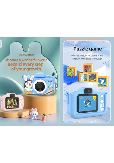 Springsun T6s Çocuk Kamera Mavi - 2.0 Ips Ekran, Hd Çift Kamerayla Fotoğraf, Video, Müzik Ve Oyunlar - 32gb Hafıza Kartı + Kart Okuyucu Dahil