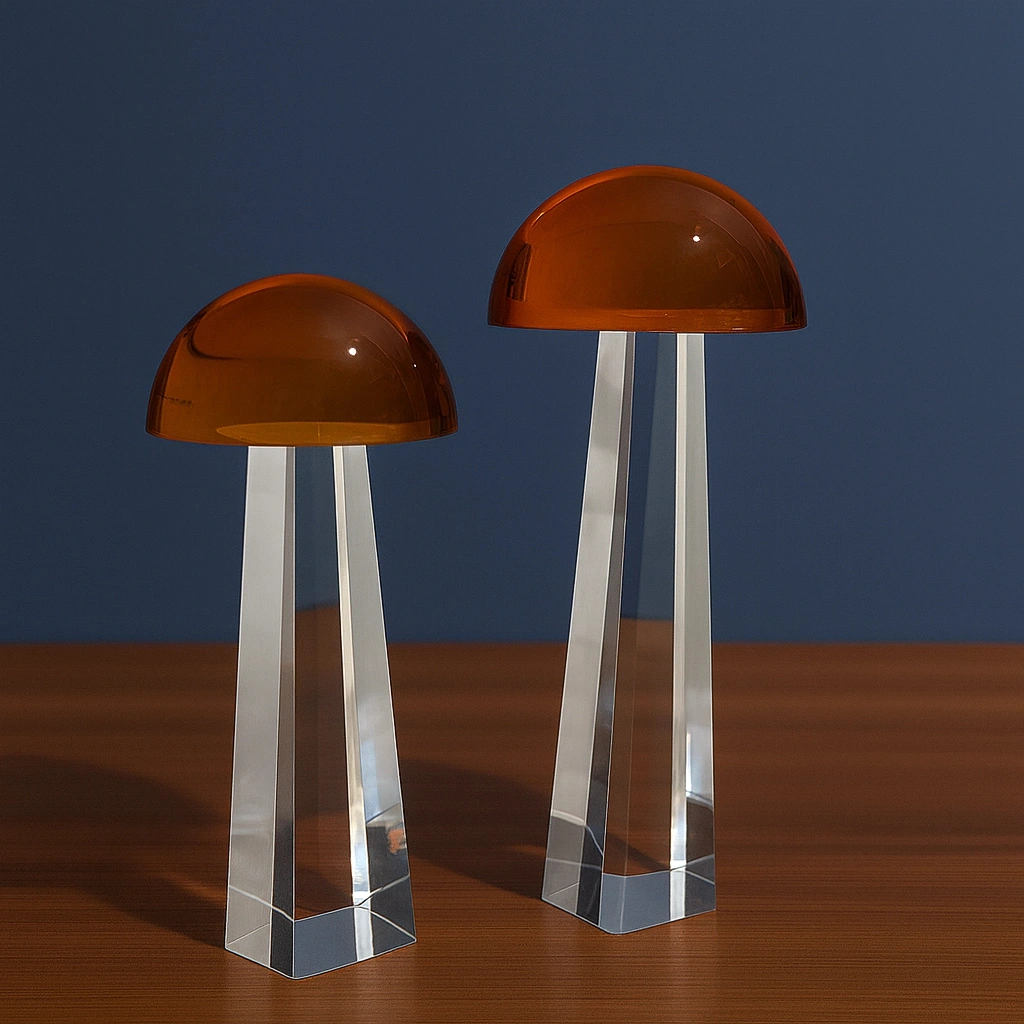 Kristal Mantar İkili Dekoratif Obje 20x9