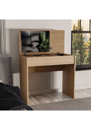 2232 Laıla Düşer Kapaklı Aynalı 80 Cm Makyaj Masası