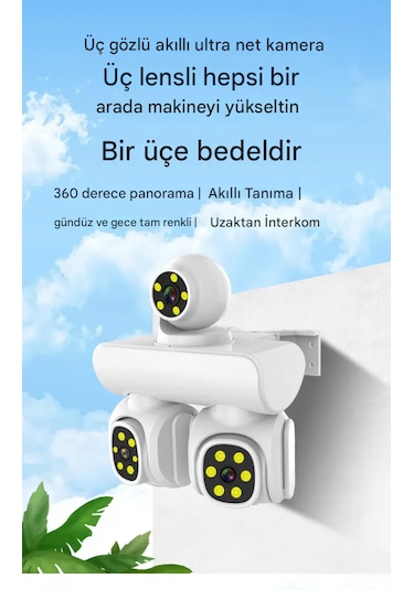 Full Hd 12mp 6k Speed Dome 3 Lens Renkli Gece Görüş İki Yönlü Ses