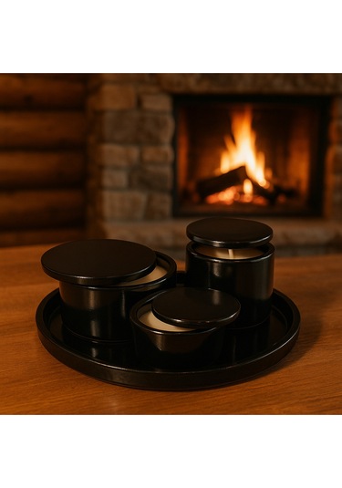 Dekoratif Set Mum Siyah Set