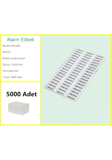 Akusto Manyetik Dr Barkodlu Alarm Etiketi 1 Kutu: 5000'li Kutu