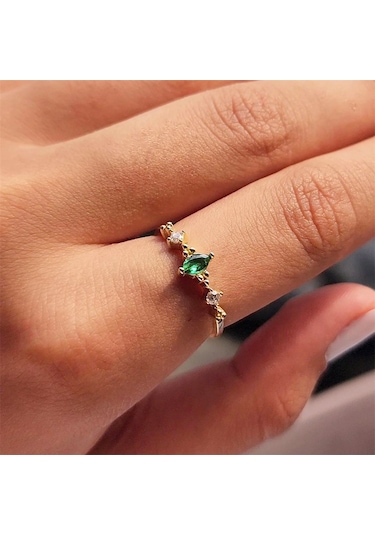 Fasekgold Mekik Taşlı Zümrüt Angola Fantezi 925 Ayar Gümüş Yüzük