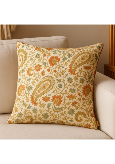 Bohem Etnik Desenli Kırlent Kılıfı Duck Kumaş, Fermuarlı, Dekoratif Yastık 45 x 45