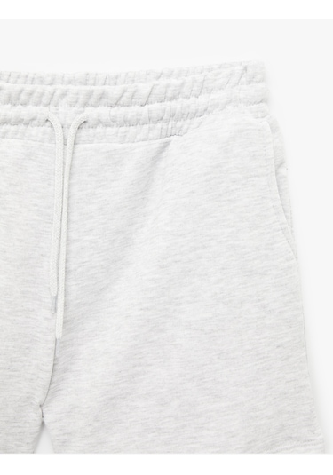 Koton Cepli Beli Bağcıklı Pamuklu Slim Fit Mini Şort Kar Melanj 6sal40004ık Gri Melanj