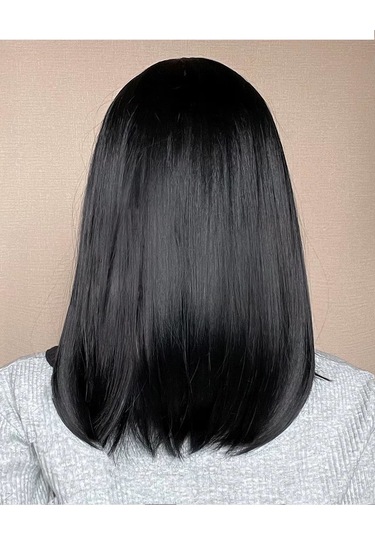 Caş Dekorasyon Siyah Renk Kahküllü Katlı Kesimli Peruk Siyah