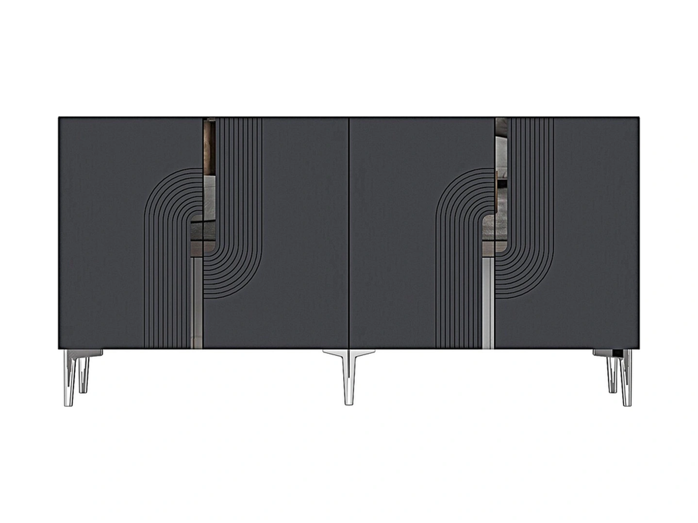 Ka1516as Meyra Konsol, Kahve Köşesi, Tv Sehpası Antrasit-sılver 150cm Antrasit