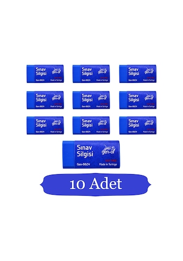 Gen-of No:24 Dust Free Orta Boy Sınav Silgisi Mavi Gen-6624 10 Adet