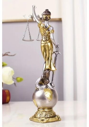Themis Adalet Terazisi Heykeli Ve Dünya Biblo Gümüş 24cm