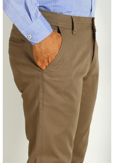Erkek Camel Slim Fit Armürlü Chino Pantolon Ncs Jeans 2194-camel Camel