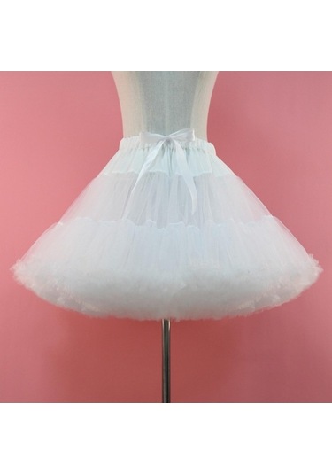 Fastbuy Homyl Kadın Katmanlı Şifon Kombinezon Etek Beyaz, Şık Ve Kabarık Tasarım Beyaz