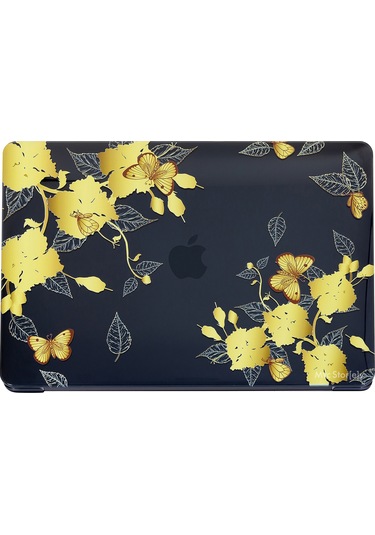 Macbook Air Kılıf 13.6 İnç M2-m3, Flower-01nl Touchıd'li Air M2-m3 A2681 A3113 İle Uyumlu Sarı
