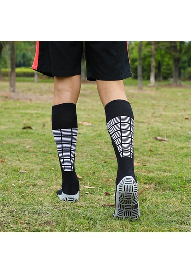 Folinda Siyah Uzun Futbol Çorabı M 35-39 - Nem Emici, Nefes Alıcı, Kaymaz Dizaynlı Pamuk+nilon+polyester Siyah