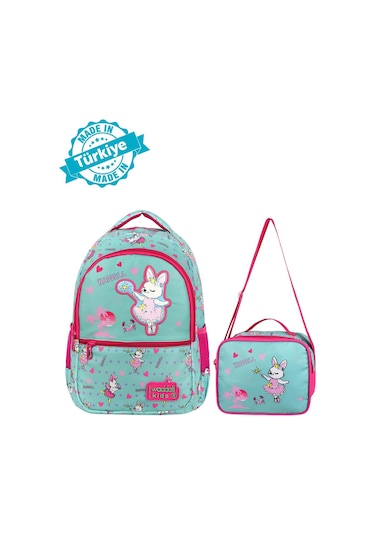 Waddell Lisanslı Tavşan Deri Nakış Desenli Kız Çocuk İlkokul Sırt Çantası Ve Beslenme Çantası