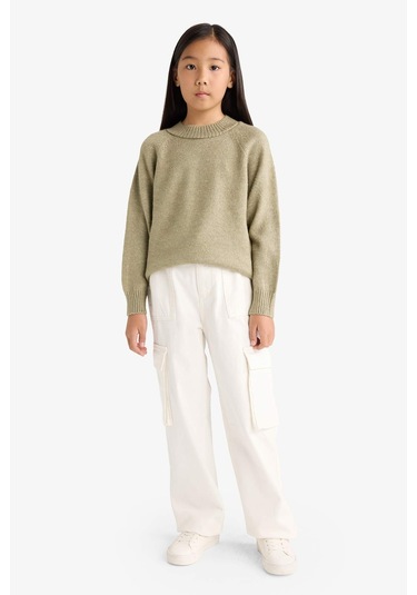 Defacto Kız Çocuk Bisiklet Yaka Triko Kazak F2755a825wngn1110 Yeşil