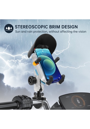 Wezone Su Geçirmez, Çalıntıya Karşı Koruma, 360 Dönebilen Motosiklet Telefon Tutucu - 3.5-6.5 İnç Telefonlar İçin Siyah