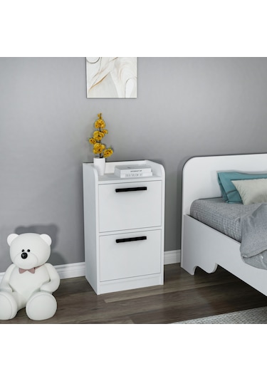 Arnetti Luses 2 Çekmeceli Modern Tasarım Genç Odası Komodin,beyaz