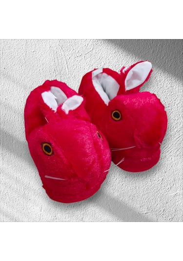 Tavşan Figürlü Kadın Panduf Pandufu Kırmızı