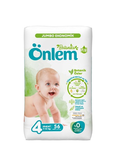 Önlem Botanika Bebek Bezi 4 Numara Maxi Jumbo Ekonomik Paket 56 Adet