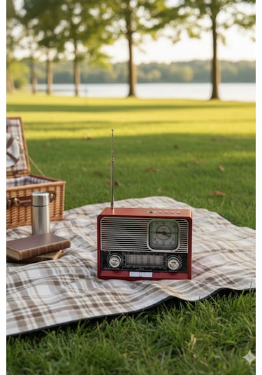 Blackbird Kırmızı Ktf-1647 Nostaljik Ahşap Görünümlü Fm Radyo Usb/tf Kart Mp3 El Feneri