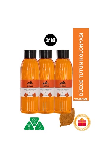 3'lü Tütün Kolonyası Seti 60 Derece 3 X 400 Ml Eau De Cologne Kalıcı Ve Ferahlatıcı Otantik Koku