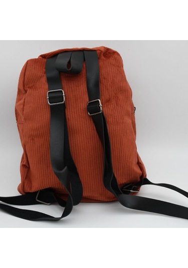 Kadın Kadife Sırt Çantası Turuncu