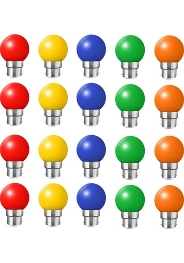 20 Adet Renkli Led Ampul Seti B22 Bayonet Ampuller 2w Kırmızı, Sarı, Turuncu, Yeşil, Mavi, Rakipsiz 20w'a Eşdeğer