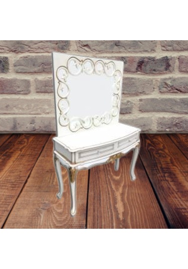 Dresuar Elzem Klasik Model Kayın Aslan Oymalı Ayak Parlak Beyaz  V Beyaz