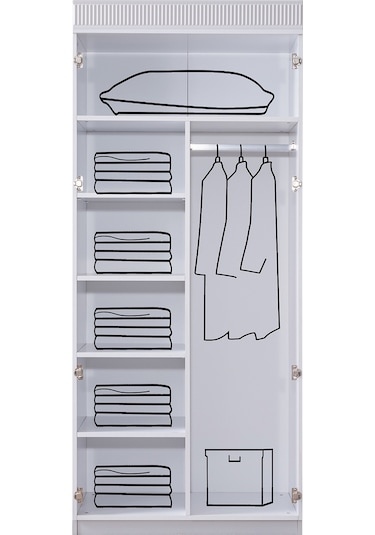 Gardırop, Vira 2 Kapaklı Dolap - Pembe Ahşap