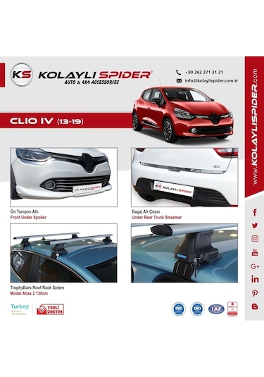 Renault Clio 4 Ön Panjur Çıtası U Formlu 2 Prç Krom 2013-2016