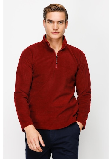 İgs Erkek Bordo Standart Yarım Fermuar Polar Bordo