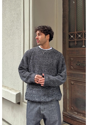 Flaw Örgü Model Triko Kazak Siyah-28497 Siyah