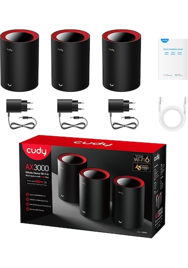 Cudy M3000 3 Pack 2.4 Ghz - 5 Ghz AX3000 Mbps Kablosuz Router