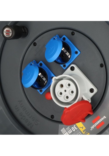 Brennenstuhl Profesyonel Serisi Ip44 H07rn-f 5g2.5 1 Adet Cee Soket Ve 2 Adet 230 V Girişli Soketli 30 Metre Makaralı