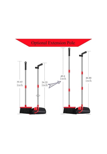 Üretici Toptan Ev Seti Süpürge Ve Faraş Kombinasyonu Yapışmaz Saç Süpürgesi Katlanır Süpürge Uzun Kazıyıcı Faraş Siyah