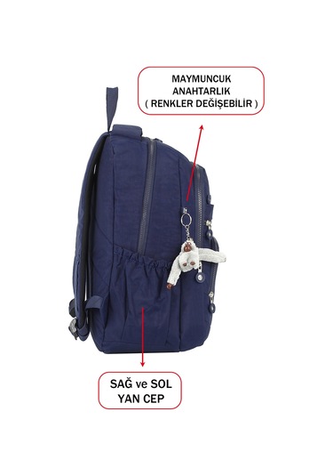 Dada Okul Sırt Çantası Lacivert Ortaokul Lise Geniş İç Hacim Ortopedik Su Geçirmez Kumaş Lacivert