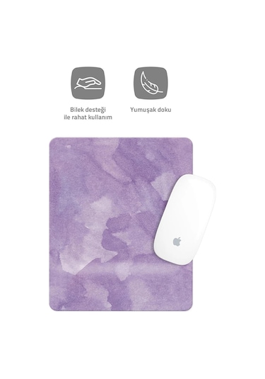 Mor Desenli Bilek Destekli Dikdörtgen Mouse Pad Mouse Altlığı. Mousepad