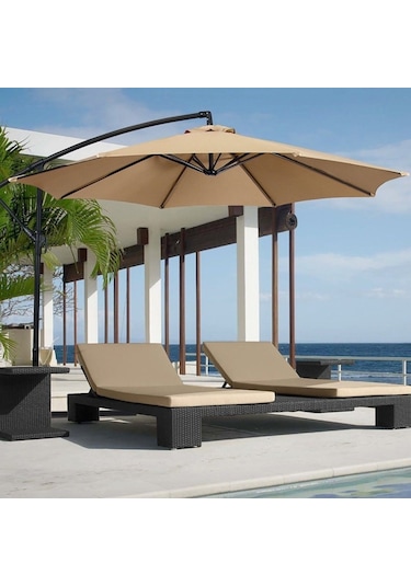 Polyester Şemsiye Yedek Kumaş Yuvarlak Bahçe Şemsiyesi Örtüsü, 3m 6 Kaburga Haki