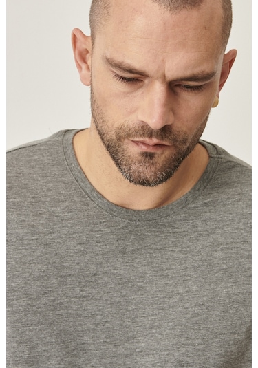 Ac&Co / Altınyıldız Classics 527538701 Slim Fit Bisiklet Yaka Düz Erkek Tişört 2'li Gri