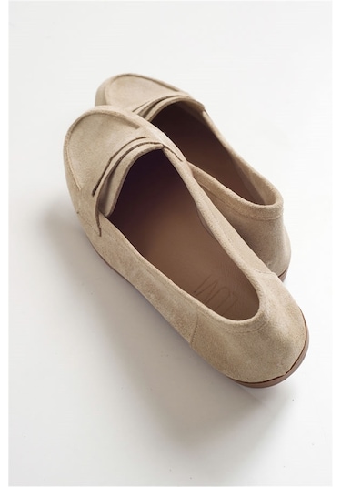 Luvishoes F02 Bej Suet Kadın Babet Bej