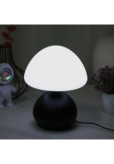 Willowhaven 1pc Simple Retro Siyah Top Mantar Masa Lambası, Usb Bağlantı, 3 Renk, Kısılabilir, Yatak Odası Ve Çalışma Odası Işık Füme