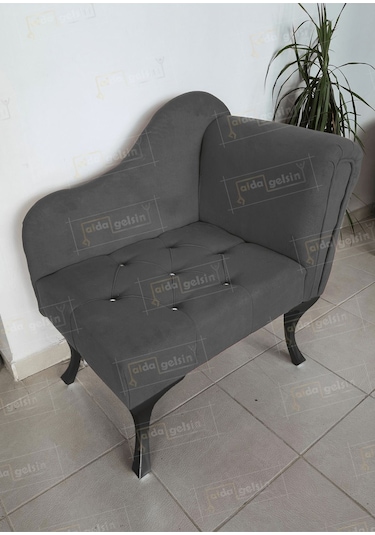 Yeni Model Ters Kol Tekli Köşe Koltuğu Josefin Bench Siyah Ayak Siyah