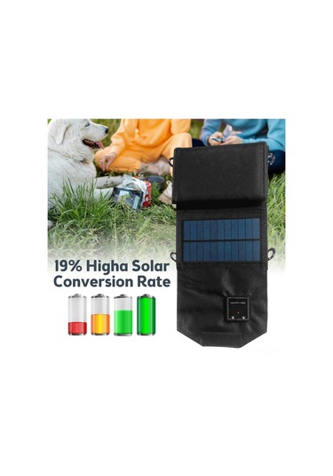 Hfambition Siyah 12w 5v Çift Usb Güneş Enerjisi Çevirici - Ip6 Su Geçirmez, Taşınabilir, 2 Kalkanlı, Polikristal Güneş Paneli