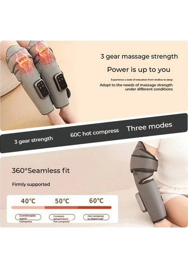Fochsia Elektrikli Çok Fonksiyonlu Bacak Masaj Aleti Light Grey 1pc Hava Kompresyonlu Isıtmalı 3 Mod 3 Şiddet Seviyesi Type-c Şarj Altın