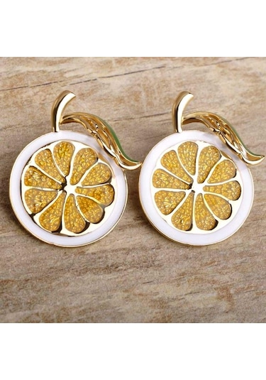 Yeşil Blucome Yağlıboya Limon Portakal Broş Moda Meyve Pimleri Kızlar Canlı Renk Aksesuarları Yeşil