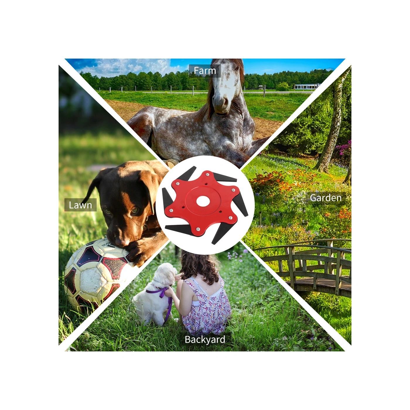 Youmex 65mn Çelik 6 Dişli Budama Kafa - Dayanıklı, Çift Taraflı Kesici Kenar, Zayıf Ot Kaldırıcı, Bahçe/çimlik Kullanıma Uygun 1 İnç Delik